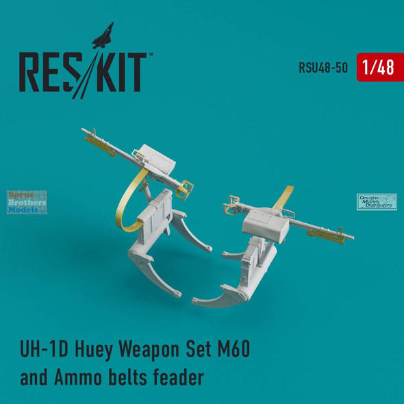 RESRSU480050U 1:48 ResKit UH-1D Huey Weapon Set M60 and Ammo Belts Feeder