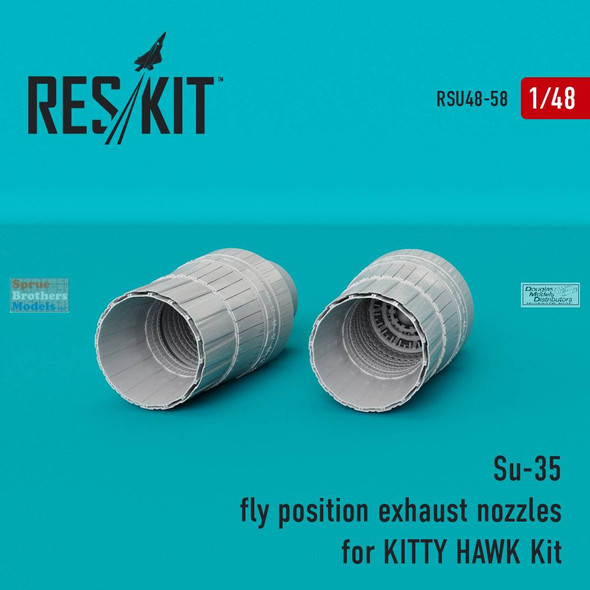 RESRSU480058U 1:48 ResKit Su-35 Flanker Fly Position Exhaust Nozzles (KTH kit)