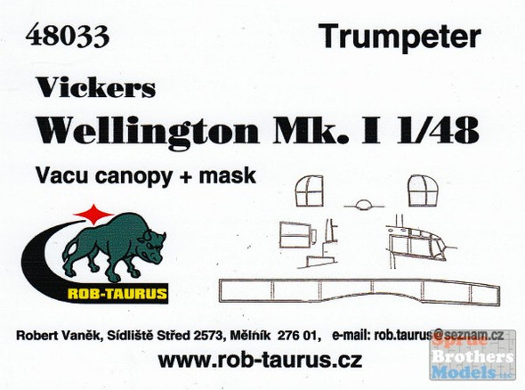 ROB48033 1:48 Rob-Taurus Canopy - Wellington Mk I Set (TRP kit) #48033