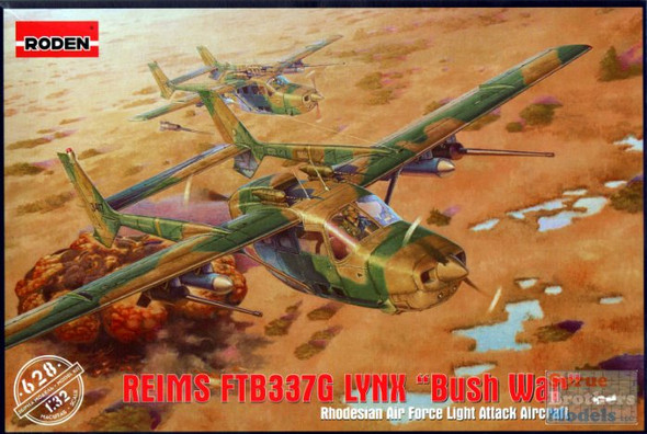 ROD628 1:32 Roden Reims FTB337G Lynx 'Bush War' Rhodesian Air Force Light Attack Aircraft
