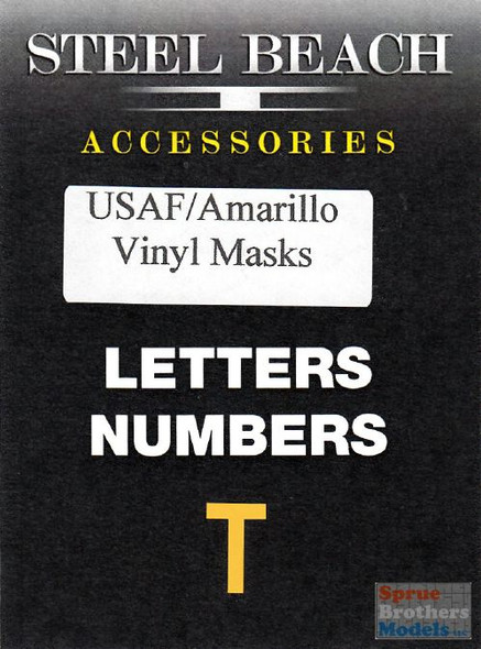 SBA80200 1:48 Steel Beach Number Mask - USAF/Amarillo Font "T" (0.5 inch)