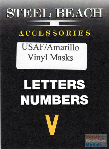 SBA80238 1:48 Steel Beach Number Mask - USAF/Amarillo Font "V" (1 inch)