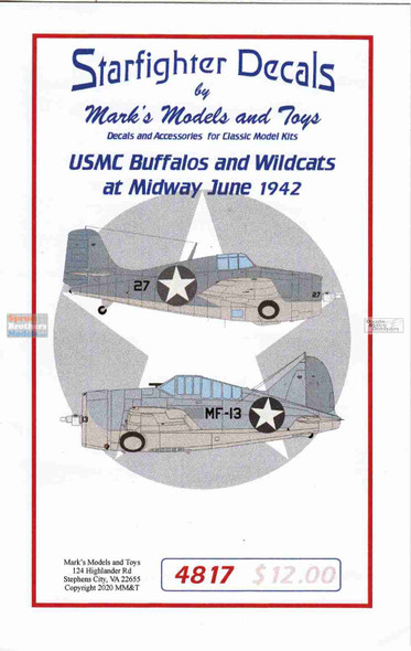 SFD48017 1:48 Starfighter Decals - F2A Buffalos and F4F Wildcats at Midway June 1942