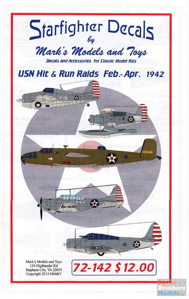 SFD72142 1:72 Starfighter Decals - USN Hit & Run Raids Feb-Apr 1942