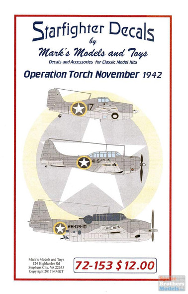 SFD72153 1:72 Starfighter Decals - Operation Torch November 1942 (TBF-1  SBD-3 F4F-4 L-4A SOC-3)