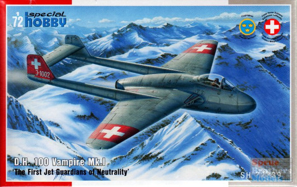 SPH72339 1:72 Special Hobby D.H. Vampire Mk.I 'The First Jet Guardians of Neutrality'