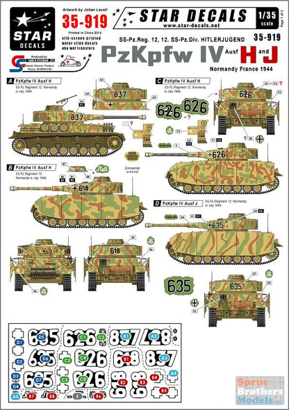 SRD35919 1:35 Star Decals - Panzer PzKpfw IV Ausf H and J Normandy France 1944