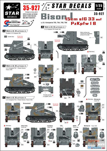 SRD35927 1:35 Star Decals - Bison I 15cm sIG 33 auf PzKpfw I B