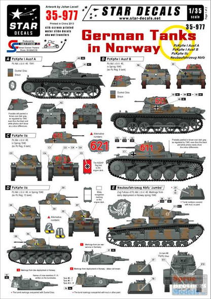 SRD35977 1:35 Star Decals - German Tanks in Norway