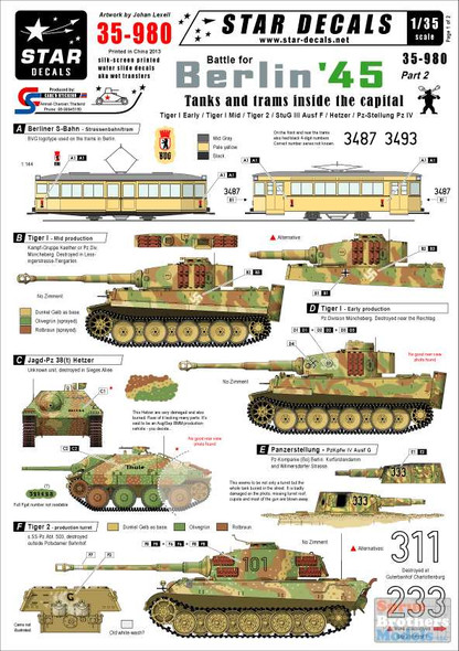 SRD35980 1:35 Star Decals - Battle for Berlin '45 Tanks and Trams Inside the Capital