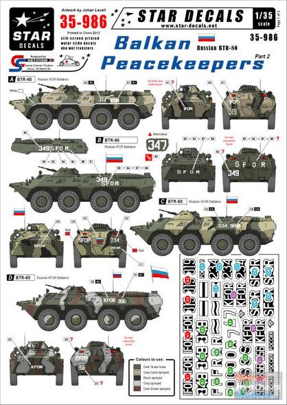 SRD35986 1:35 Star Decals - Balkan Peacekeepers Part 2 Ukrainian BTR-80