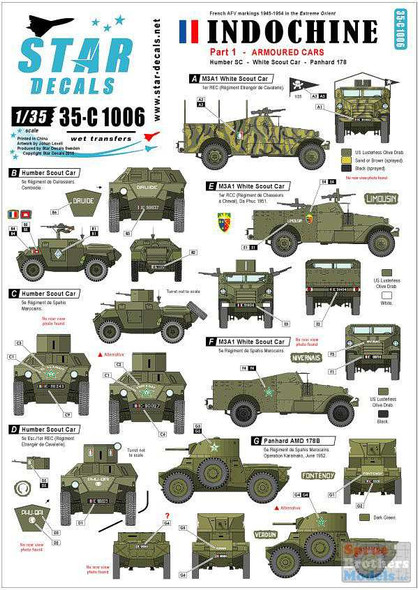 SRD35C1006 1:35 Star Decals - Indochine Part 1 - Armoured Cars