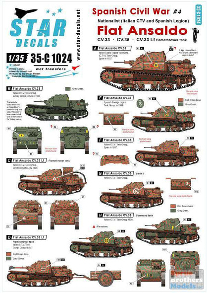 SRD35C1024 1:35 Star Decals - Spanish Civil War Part 4: Fiat Ansaldo