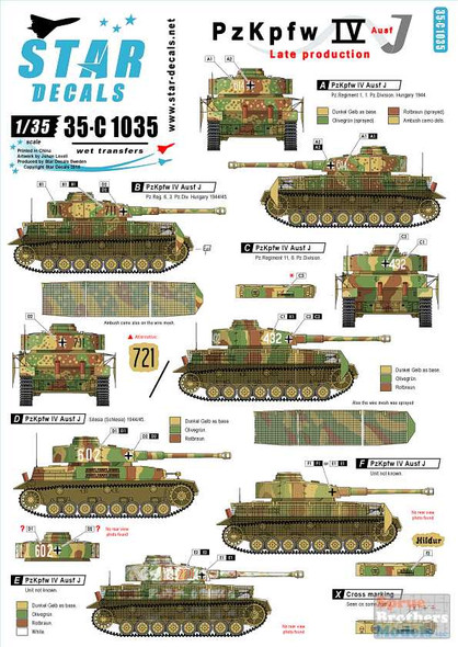 SRD35C1035 1:35 Star Decals - Panzer Pz.Kpfw.IV Ausf J Late Production