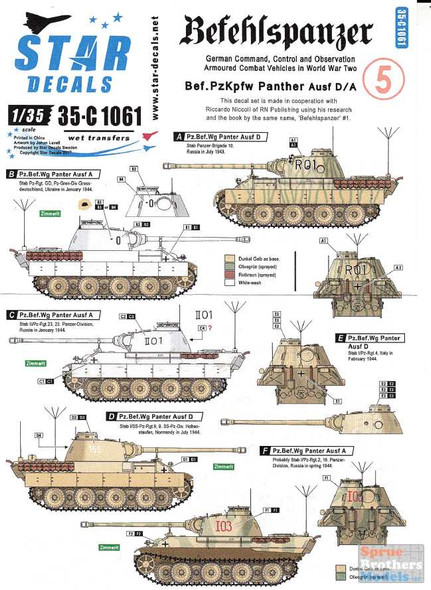 SRD35C1061 1:35 Star Decals -  Befehlspanzer Part 5: Bef.PzKpfw Panther A/D