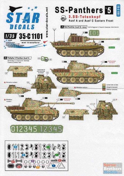 SRD35C1101 1:35 Star Decals - SS-Panthers Part 5: 3.SS-Totenkopf Ausf A and Ausf G Eastern Front