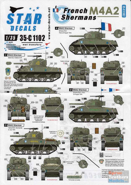 SRD35C1102 1:35 Star Decals French Shermans Part 1: M4A2