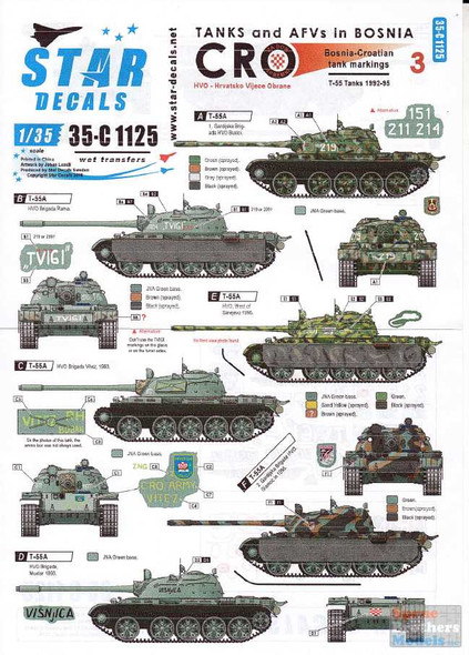 SRD35C1125 1:35 Star Decals - Tanks and AFVs in Bosnia #3: CRO Bosnia-Croatian Tank Markings