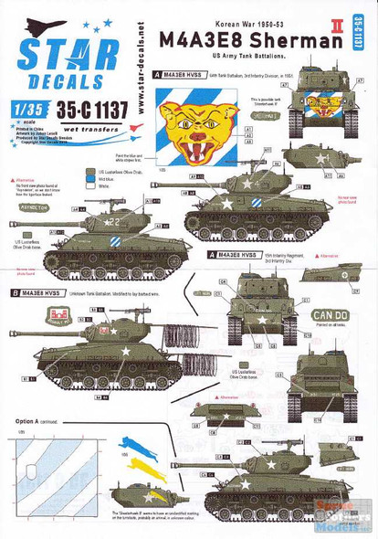 SRD35C1137 1:35 Star Decals - Korean War M4A3E8 Sherman #2