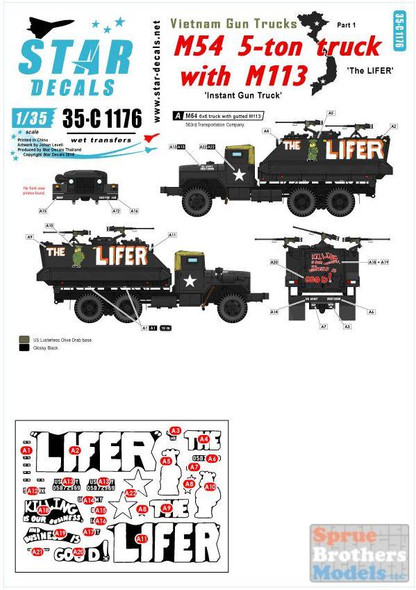 SRD35C1176 1:35 Star Decals - Vietnam Gun Trucks Part 1: M54 5-ton Truck With M113 'The Lifter'