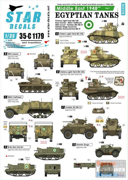 SRD35C1179 1:35 Star Decals - Middle East 1948(ish) Part 1: Egyptian Tanks