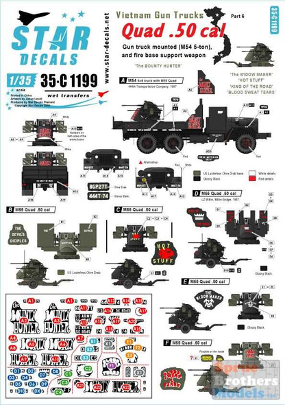 SRD35C1199 1:35 Star Decals - Vietnam Gun Trucks Part 6: M54 5-ton Truck Quad .50cal