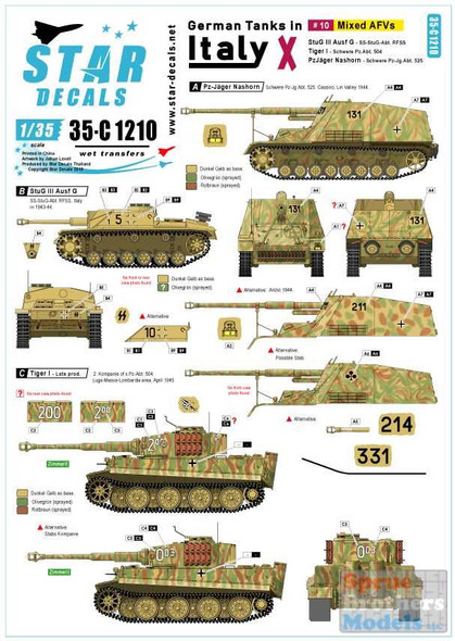 SRD35C1210 1:35 Star Decals - German Tank in Italy #10 Mixed AFVs