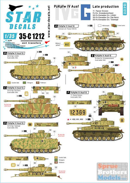 SRD35C1212 1:35 Star Decals Panzer IV Ausf G Late Production