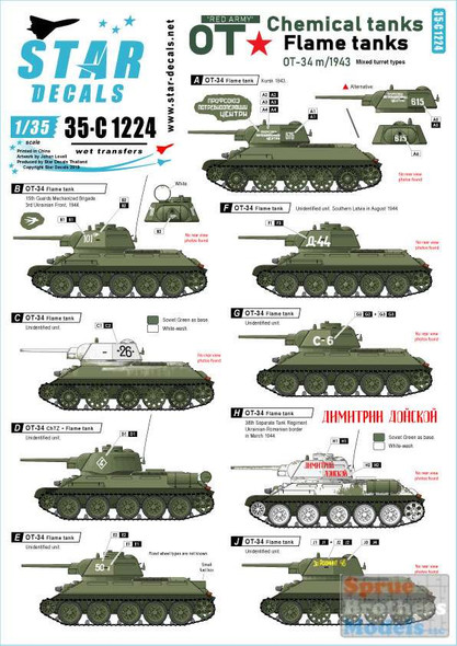 SRD35C1224 1:35 Star Decals Red Army OT-34 Flame Tanks