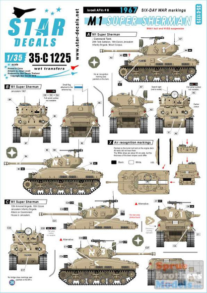 SRD35C1225 1:35 Star Decals - Israeli AFVs #8 Six Day War - M1 Super Sherman