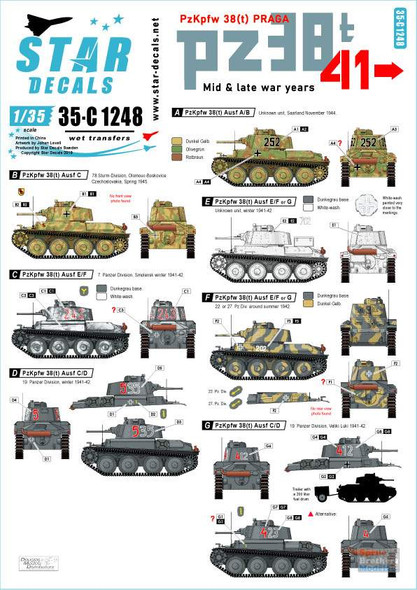 SRD35C1248 1:35 Star Decals Pz.Kpfw.38(t) Praga: Mid and Late War Years