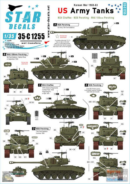 SRD35C1255 1:35 Star Decals - Korean War 1950-53: US Army Tanks