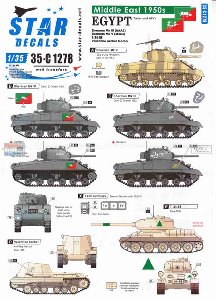 SRD35C1278 1:35 Star Decals - Middle East 1950s: Egypt Tanks and AFVs