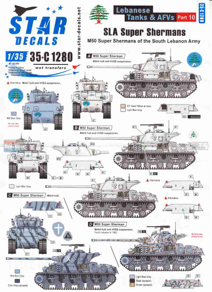 SRD35C1280 1:35 Star Decals - Lebanese Tanks & AFVs Part 10: SLA Super Shermans