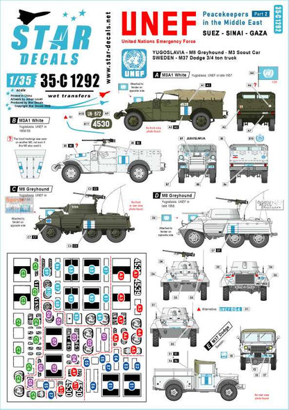 SRD35C1292 1:35 Star Decals - Peacekeepers in the Middle East #2: UNEF in Suez, Sinai and Gaza