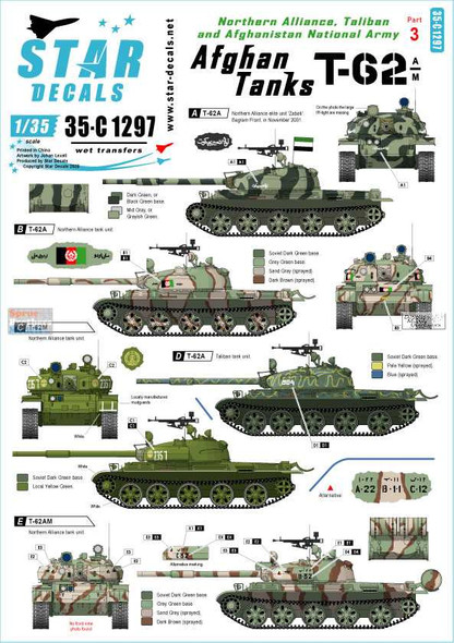 SRD35C1297 1:35 Star Decals - Afghan Tanks Part 3: Northern Alliance, Taliban & Afghanistan National Army T-62A and T-62AM
