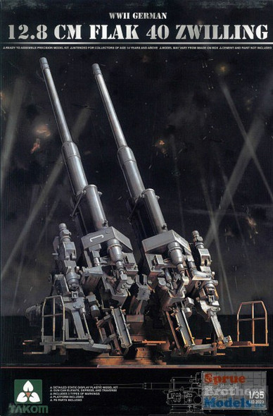 TAK02023 1:35 Takom WWII German 12.8cm Flak 40 Zwilling