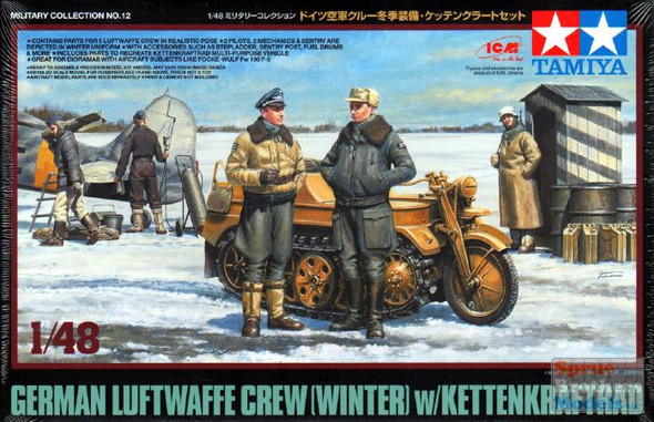 TAM32412 1:48 Tamiya German Luftwaffe Crew (Winter) with Kettenkraftrad