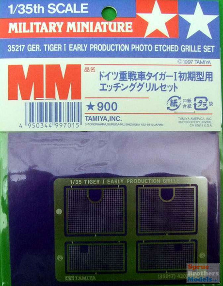 TAM35217 1:35 Tamiya Tiger I Early Photo Etch Grille Set