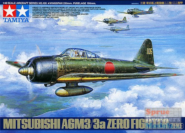 TAM61108 1:48 Tamiya Mitsubishi A6M3/3a Zero (Zeke) #61108