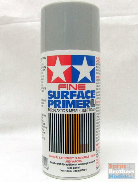TAM87064 Tamiya Light Gray Surface Primer (L) for Plastic & Metal 180ml Spray Can #87064