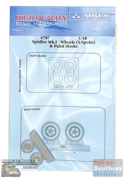 ARS4787 1:48 Aires Spitfire Mk.I Wheels (5-spoke) & Paint Mask Set (TAM kit)