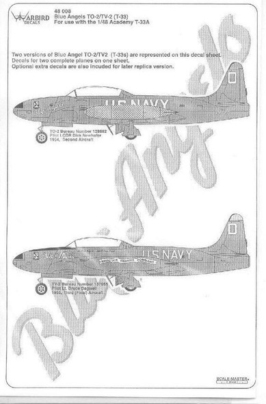 WBD48008 1:48 Warbird Decals - Blue Angels TO-2 / TV-2 T-33 Pt 2 #48008