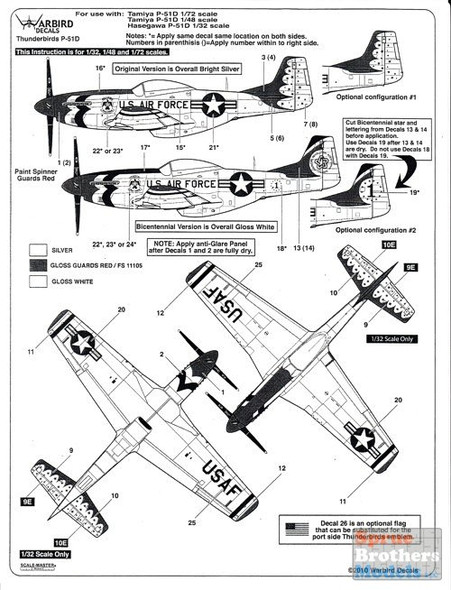 WBD48013 1:48 Warbird Decals - P-51D Mustang Thunderbirds What If Scheme #48013