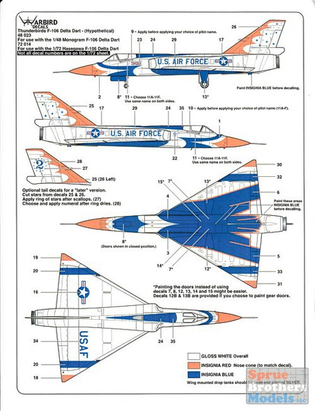 WBD48023 1:48 Warbird Decals - F-106 Delta Dart Thunderbirds What If Scheme #48023