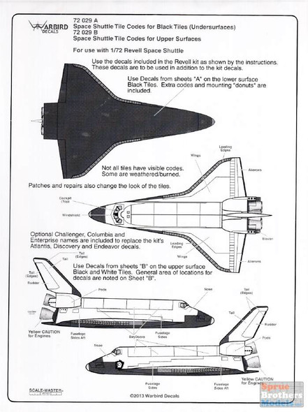 WBD72029 1:72 Warbird Decals - Space Shuttle Tile Codes`
