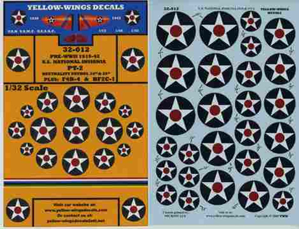 YWD32012 1:32 Yellow Wings Decals Pre-WW2 1919-42 US National Insignia Pt 2 #32012