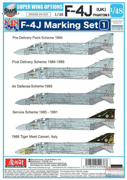 ZKMD29387 1:48 Zoukei-Mura Decals - F-4J Phantom II Marking Set 1