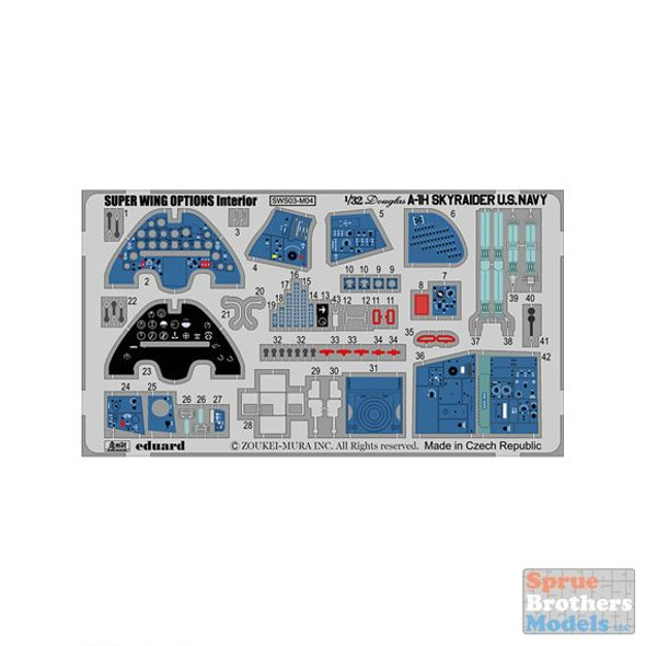 ZKMSWS003-M04 1:32 Zoukei-Mura A-1H Skyraider PE Interior Detail Set