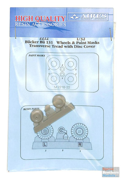 ARS2222 1:32 Aires Buckner Bu 131 Wheels & Paint Mask Transverse Tread with Disc Cover